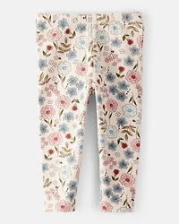Baby Girl Floral Pull-On Stretch Leggings - Cream