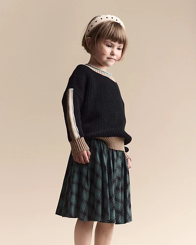 Toddler Girl Avenue Twirl™ Midi Skirt in Plaid - Green/Black