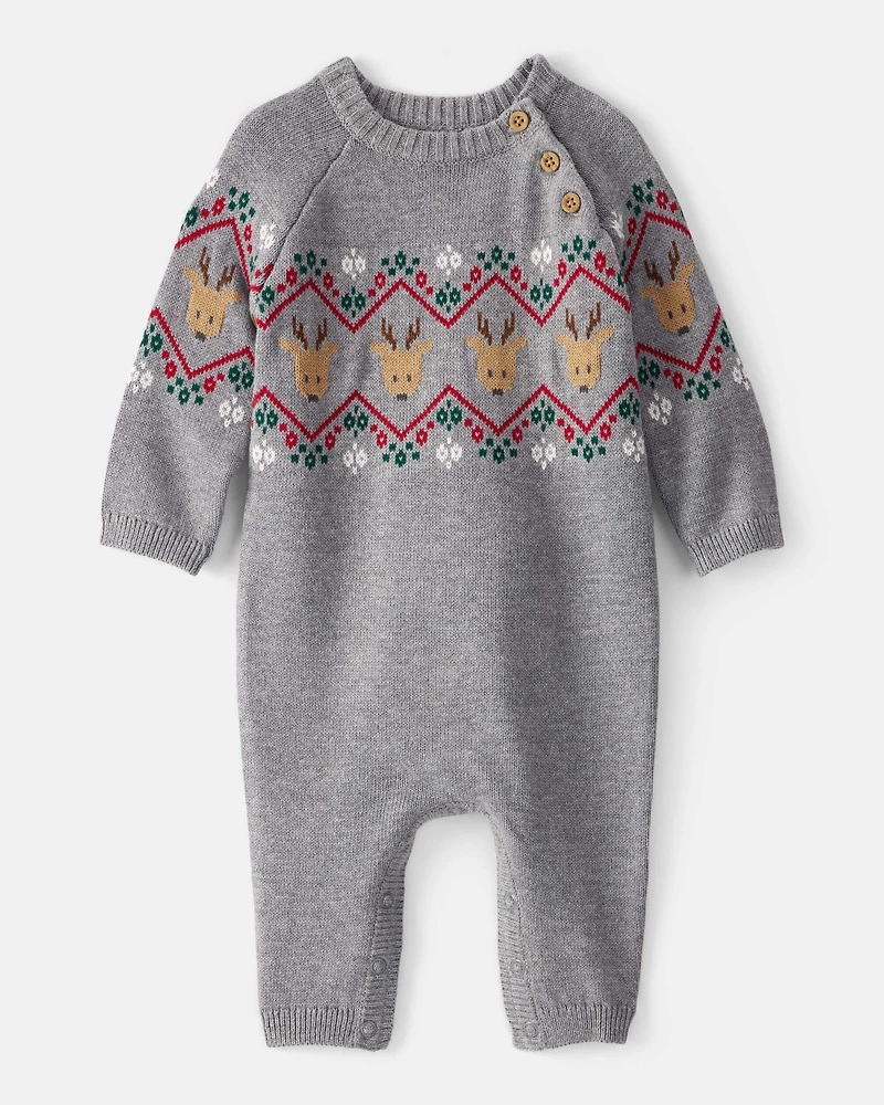 Baby Boy Fair Isle Long-Sleeve Jumpsuit - Grey
