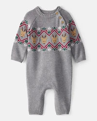 Baby Boy Fair Isle Long-Sleeve Jumpsuit - Grey