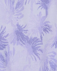 Kid 2-Piece Tropical Print Ribbed Tank Top & Active Drawstring Skort Set - Purple