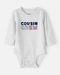 Baby Cousin Crew Long-Sleeve Graphic Bodysuit - Grey
