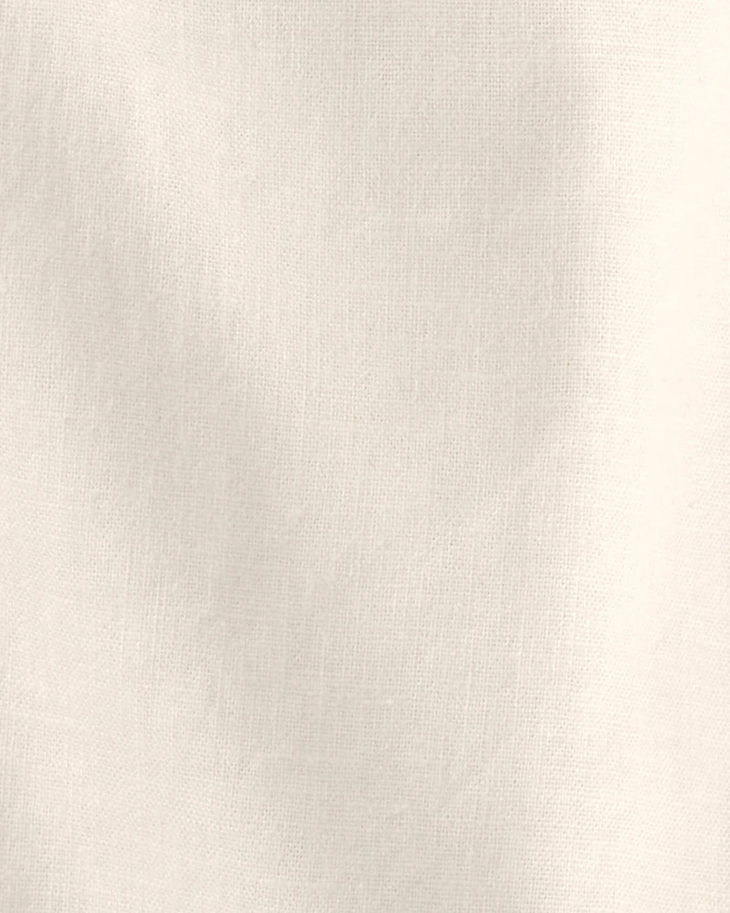 Baby Girl 2-Piece Linen-like Short-Sleeve Outfit Set - Cream