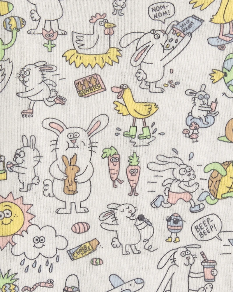 Toddler Easter Scavenger Hunt 100% Cotton Snug Fit 2-Piece Pajama Set - Ivory