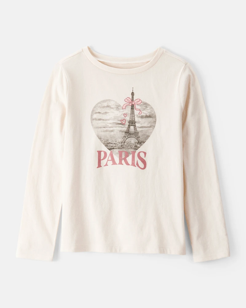 Girls Paris Long-Sleeve Graphic Tee - Ivory