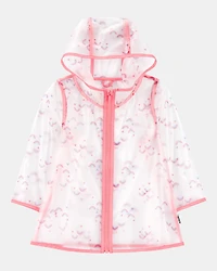 Toddler Girl Rainbow Translucent Rain Jacket - Pink