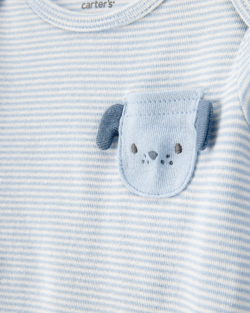 Baby 4-Piece Puppy Print Outfit Set - Blue