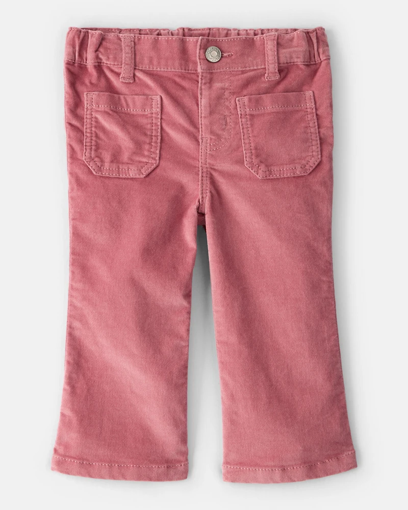 Baby Girl Velvet Flare Pants - Pink