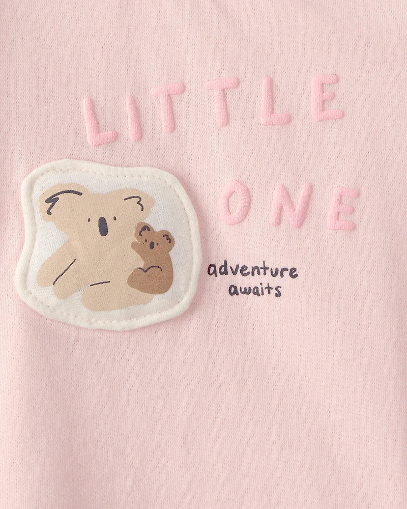 Baby Girl 2-Piece 'Little One' Koala Graphic Tee & Pant Set - Pink