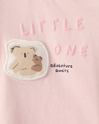 Baby Girl 2-Piece 'Little One' Koala Graphic Tee & Pant Set - Pink