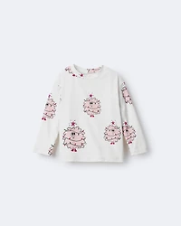 Toddler Girl Holiday Squish Character Long-Sleeve Graphic Tee - Ivory