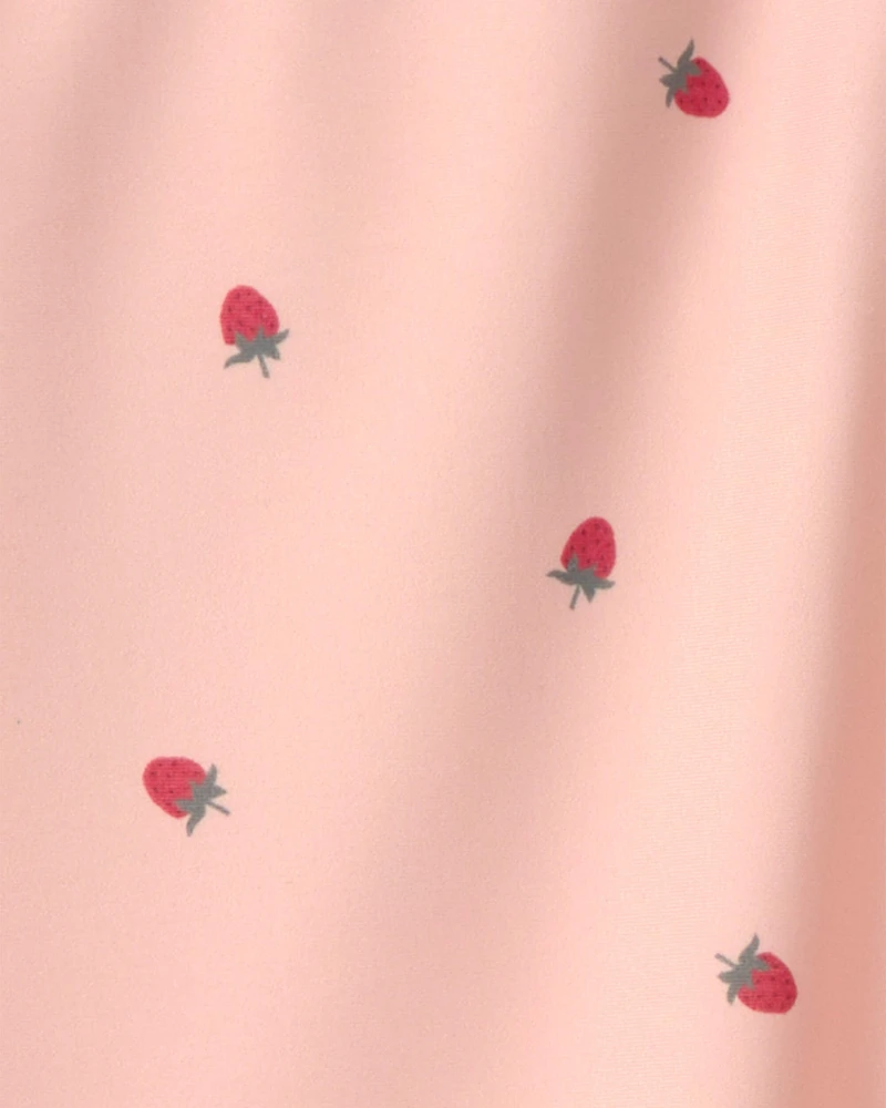 Girls 2-Piece Recycled Rashguard Swimsuit Set in Strawberry Print