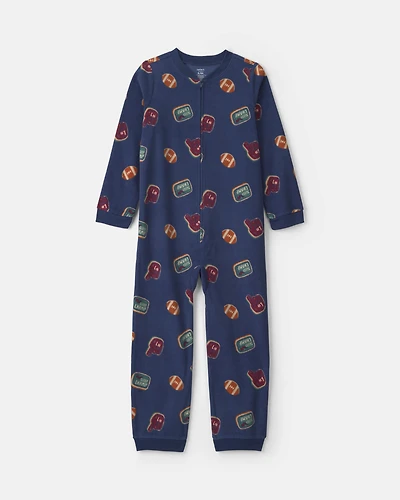 Boys 1-Piece Varsity Fleece Loose Fit Pajama - Navy Blue