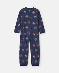 Boys 1-Piece Varsity Fleece Loose Fit Pajama - Navy Blue