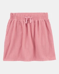 Kid Ribbed Textured Drawstring Skort - Pink