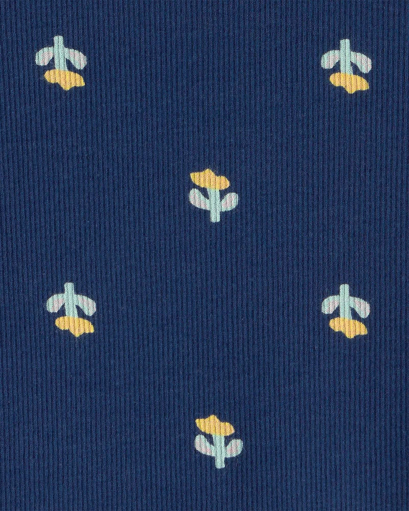 Baby Girl Floral Graphic Bodysuit - Blue