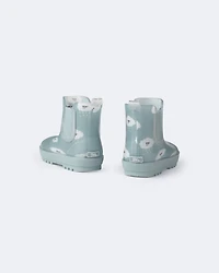 Toddler Rainboots in Rain Cloud Print - Pale Blue