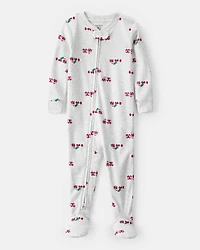 Toddler Boy Train Cotton Long-Sleeve Snug Fit 1-Piece Pajamas - Grey