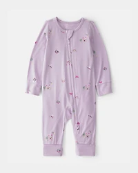 Baby Girl Fairytale 2-Way Zip PurelySoft Sleep & Play Pajama - Purple