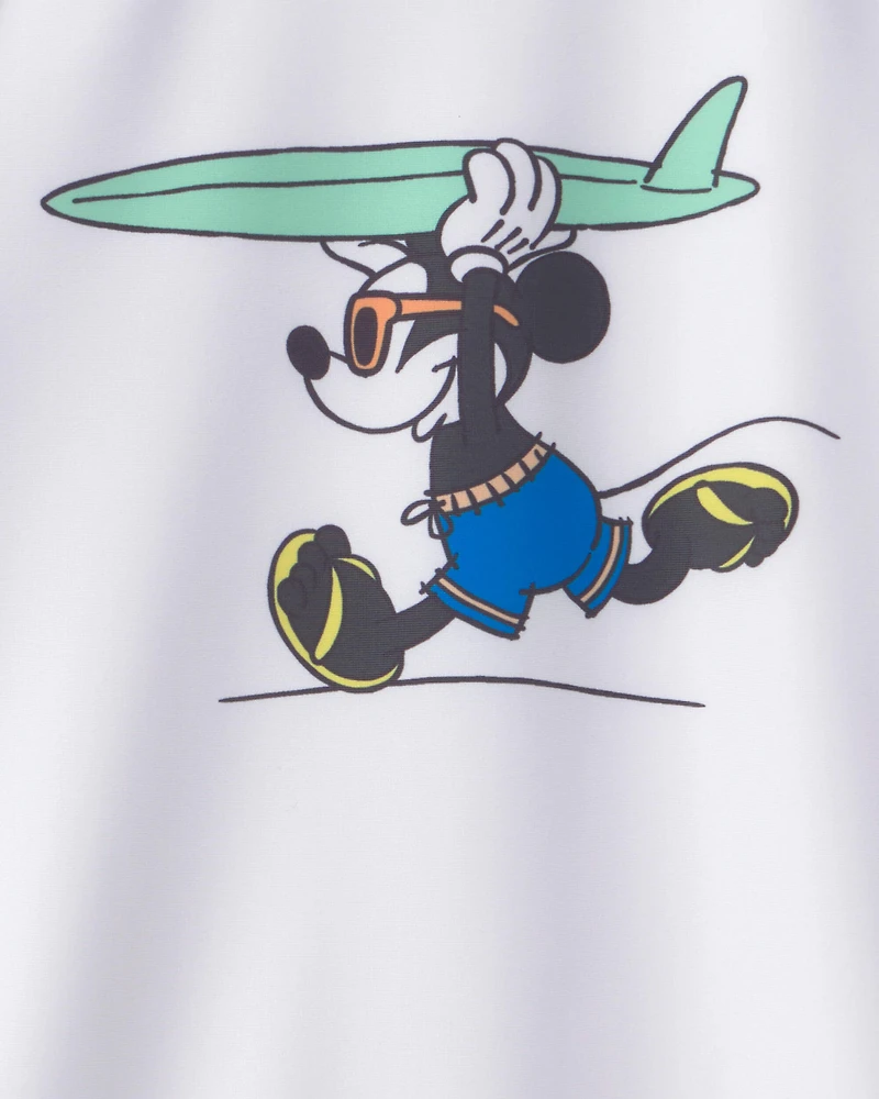 Toddler Boy 2-Piece Disney© Mickey Mouse Rashguard & Swim Trunk Set - Blue/White