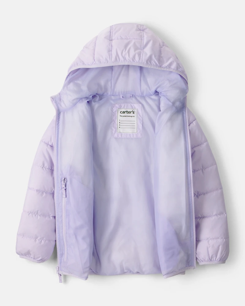 Kid Packable Hooded Puffer Jacket - Purple