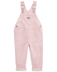 Toddler Knit Denim Hickory Stripe Overalls - Pink
