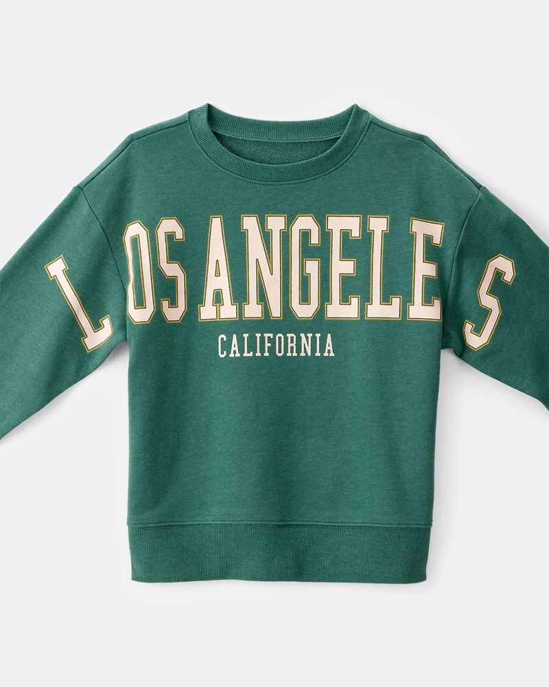 Boys Los Angeles French Terry Pullover Sweatshirt - Green