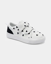 Toddler Girl Heart Print Casual Sneakers - White/Black