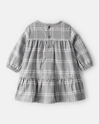 Baby Girl 2-Piece Plaid Sherpa Vest & Dress Set