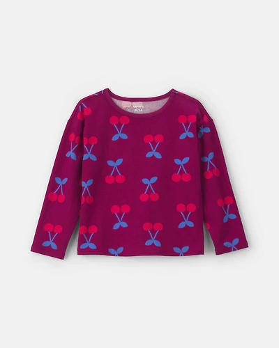 Toddler Girl Cherry Long-Sleeve Top - Burgundy