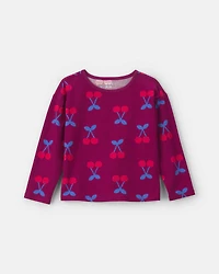 Toddler Girl Cherry Long-Sleeve Top - Burgundy