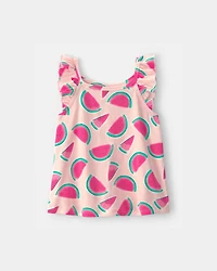 Toddler Girl Watermelon Ruffle-Sleeve Tank Top - Pink