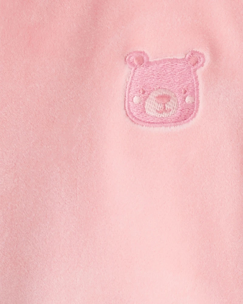 Toddler Girl Bear Velour Hoodie & Pant Set - Pink