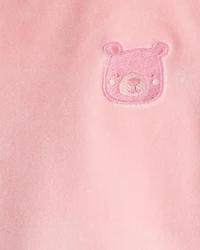 Toddler Girl Bear Velour Hoodie & Pant Set - Pink