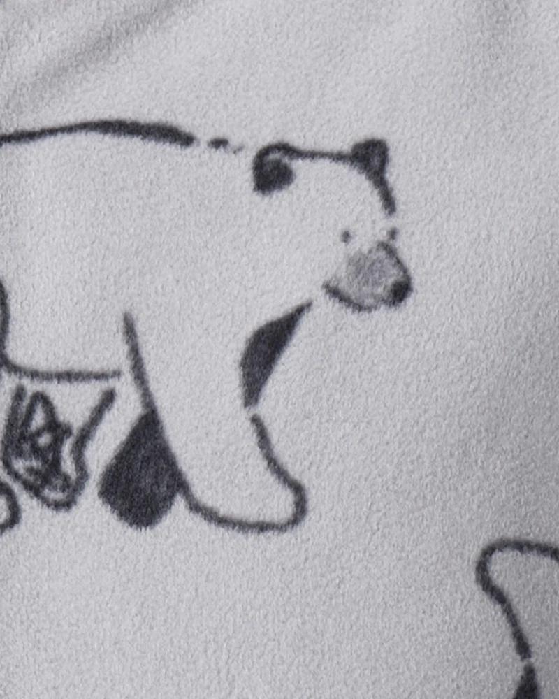 Baby Boy Polar Bear Microfleece Zip-Up Jacket - Grey