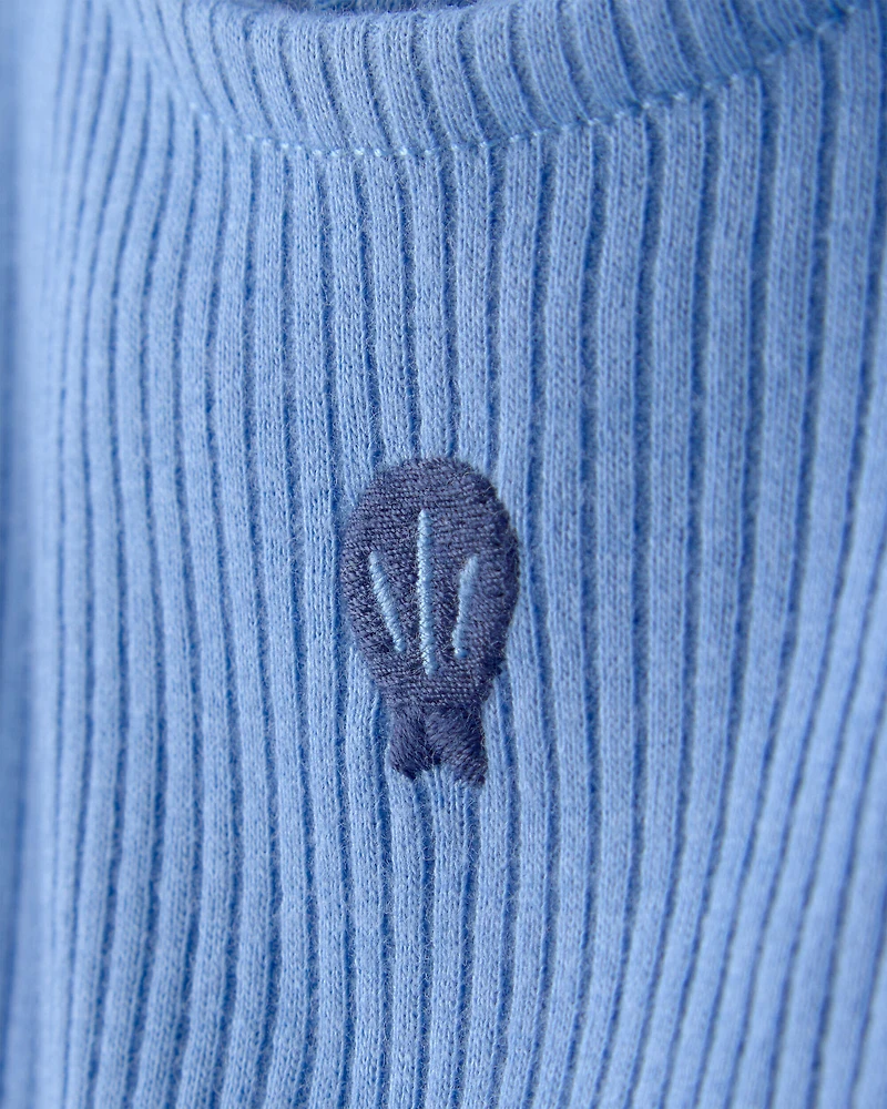 Baby Girl Seashell Short-Sleeve Bodysuit Dress - Blue