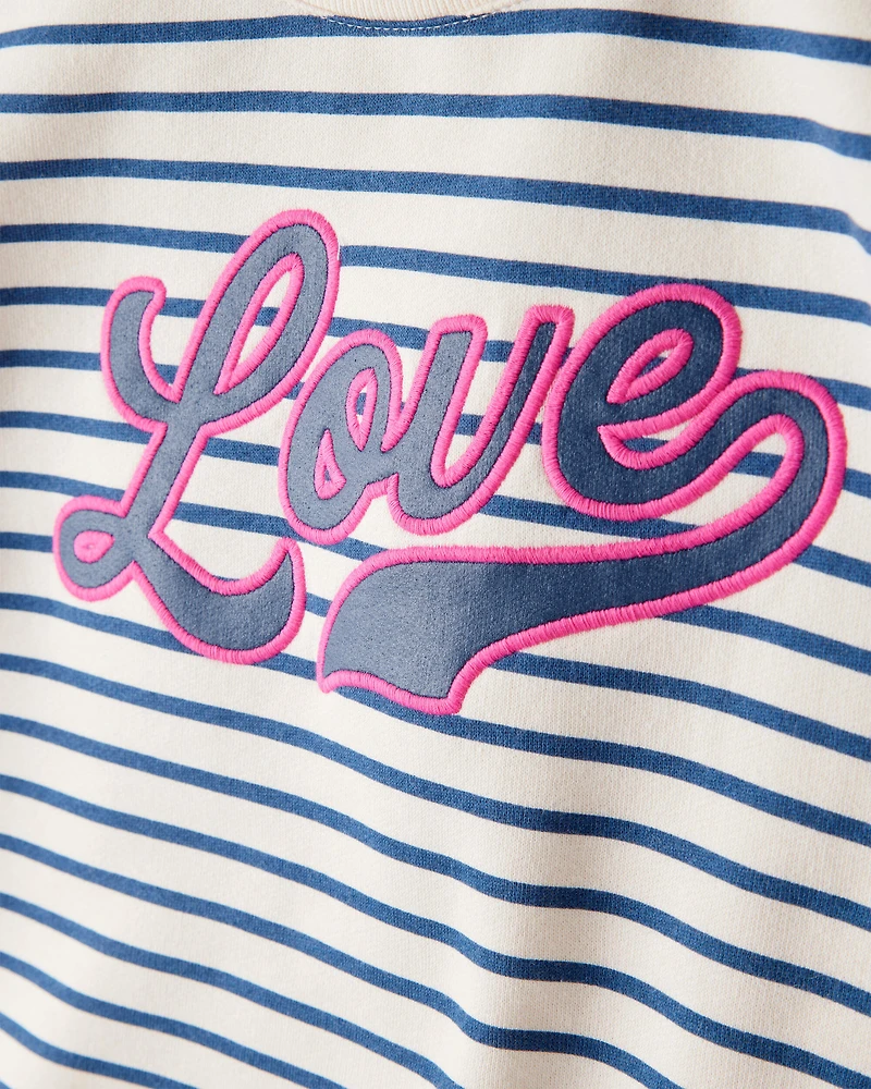 Kid 2-Piece "Love" Striped Top & Flared Pant Set