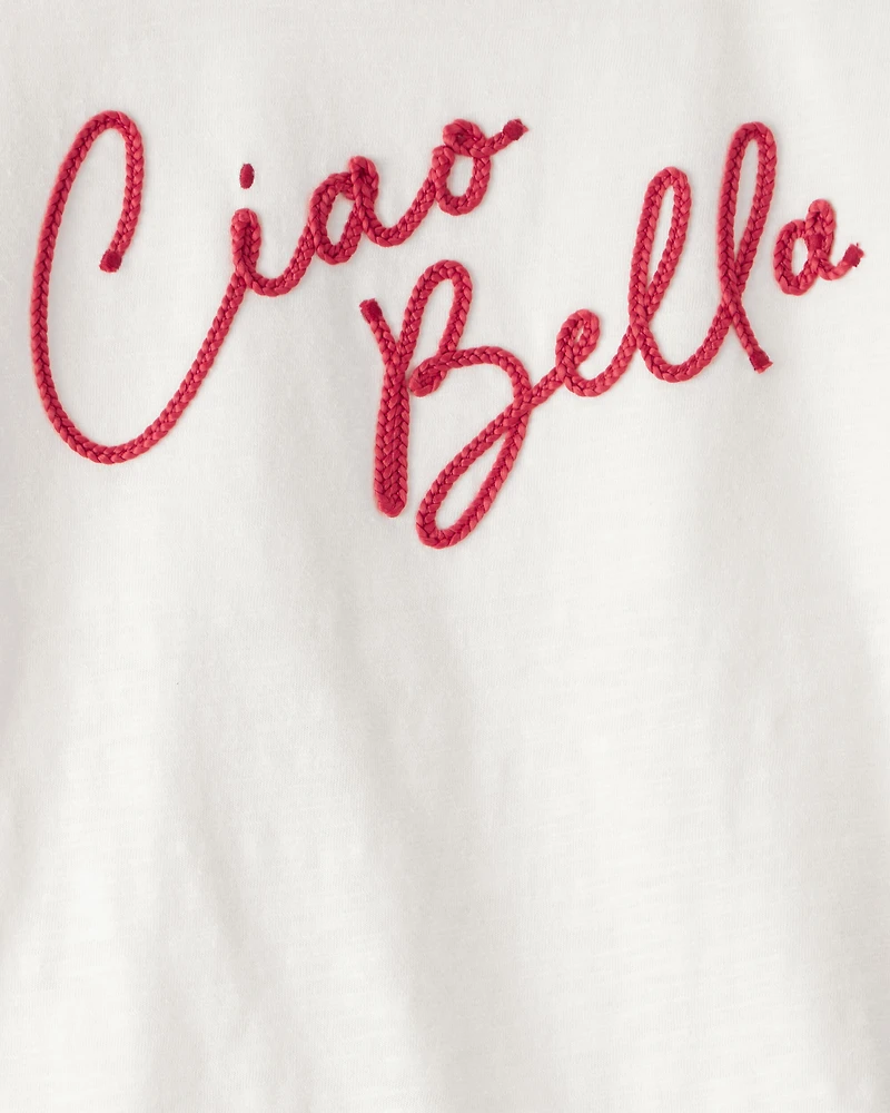 Girls Ciao Bella Short-Sleeve Graphic Tee - Cream