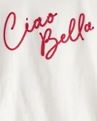 Girls Ciao Bella Short-Sleeve Graphic Tee - Cream