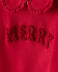 Toddler Girl DayDream Fleece Christmas Merry Long-Sleeve Pullover Sweatshirt - Red
