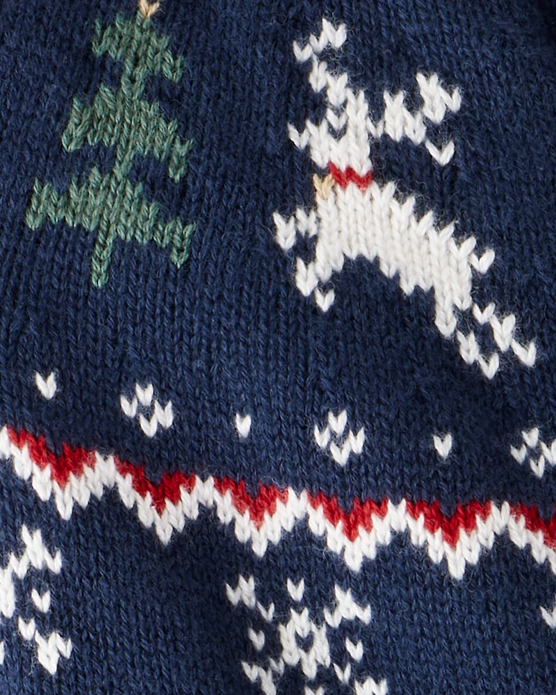 Baby Organic Cotton Fair Isle Sweater Knit Jumpsuit