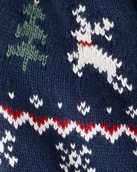 Baby Organic Cotton Fair Isle Sweater Knit Jumpsuit