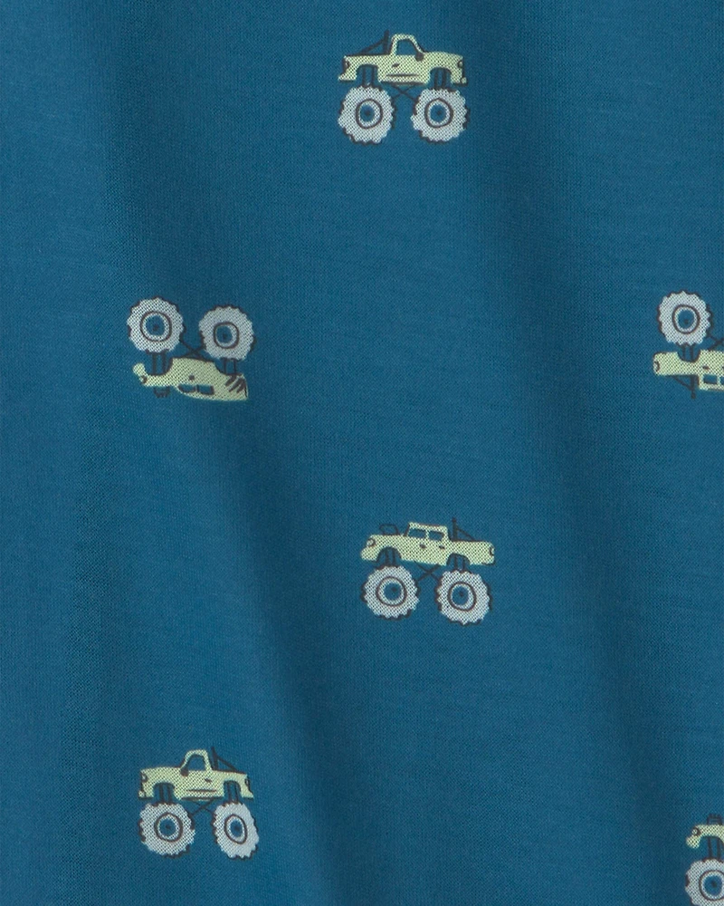 Boys Monster Truck 2-Piece Pajama Set - Blue
