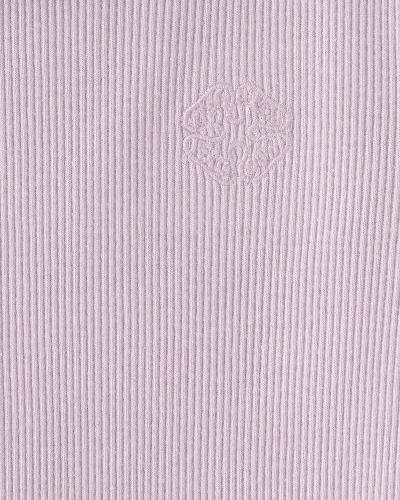 Toddler Girl Logo Embroidered Ribbed Tee - Purple