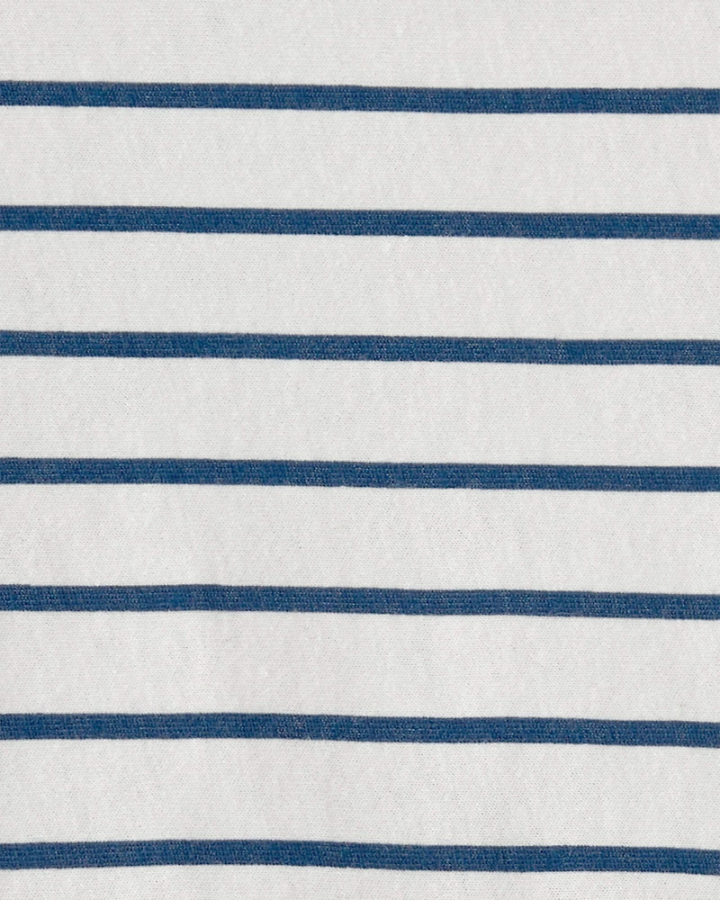 Toddler Girl Striped Short-Sleeve Dress - Blue/Ivory