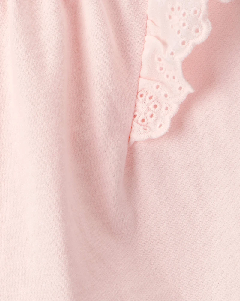Baby Girl Eyelet-Sleeve Top - Pink
