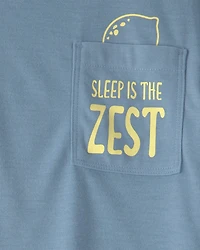 Toddler Boy Bird Loose Fit 2-Piece Pajama Set - Blue