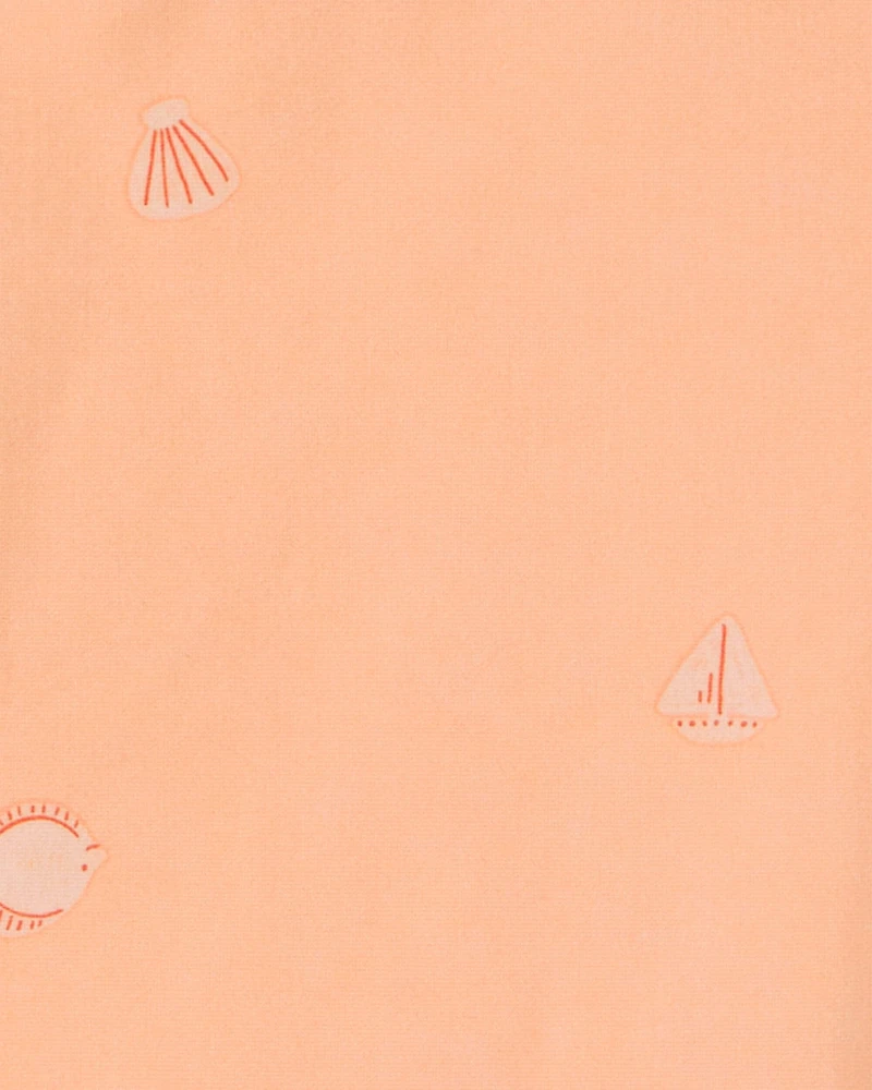 Toddler Girl 3-Piece Striped Rashguard Swimsuit Set - Orange