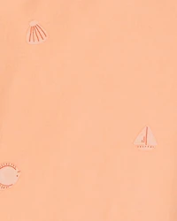 Toddler Girl 3-Piece Striped Rashguard Swimsuit Set - Orange