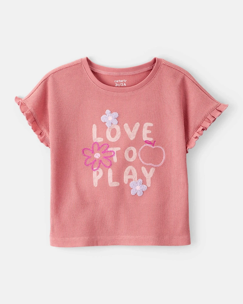 Toddler Girl 2-Piece Love to Play Graphic Tee & Cotton Cargo Joggers Set - Ivory/Pink